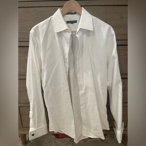 NORDSTROM Premium Non-Iron Trim Fit French Cuff Dress Shirt Size 15.5 - 34/35